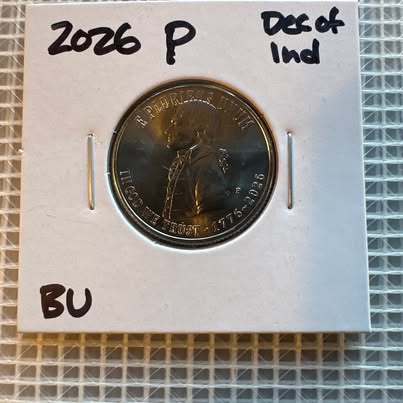 Photo of 2026-P Declaration of Independence Quarter — BU, From Mint Roll