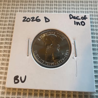Photo of 2026-D Declaration of Independence Quarter — BU, From Mint Roll