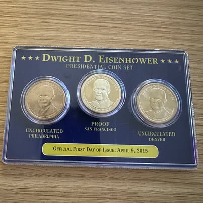 Dwight D. Eisenhower Presidential Dollar 3-coin set - P, D, and S Proof (2015)