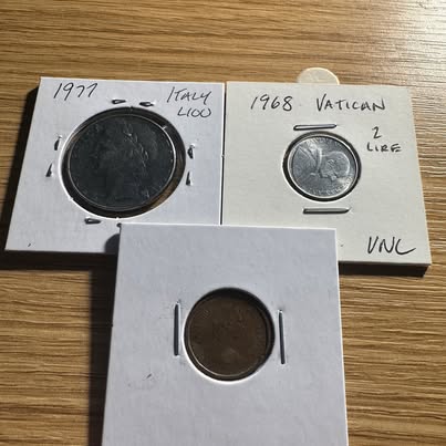 Photo of World Coin Lot - Vatican 2 Lire, Italy 100 Lire, Canada Cent
